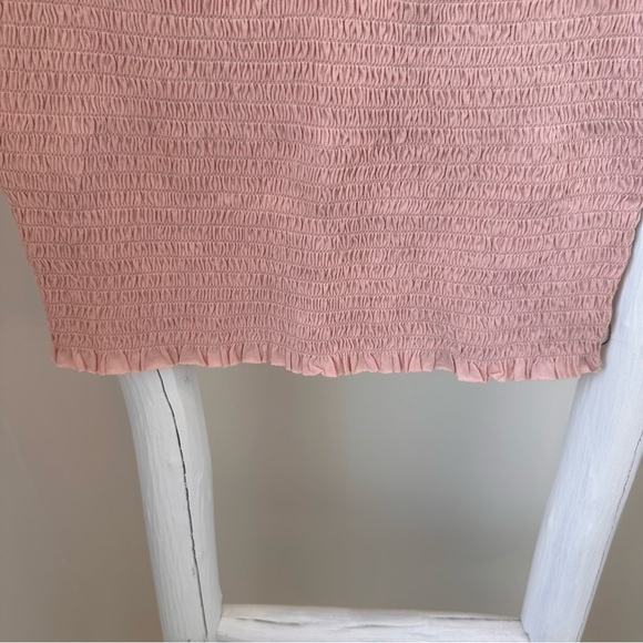 Abound Womens Lettuce Edge Trim Shirred Smocked Off-the-Shoulder Crop Top SZ S - Picture 5 of 11